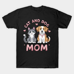 Cat and Dog Mom T-Shirt